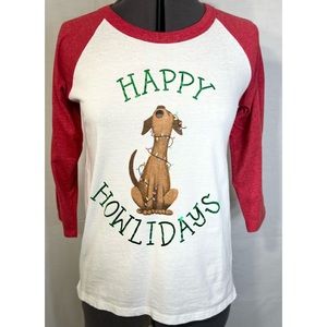Women's Red/White ''Happy Howlidays''' Christmas Tee